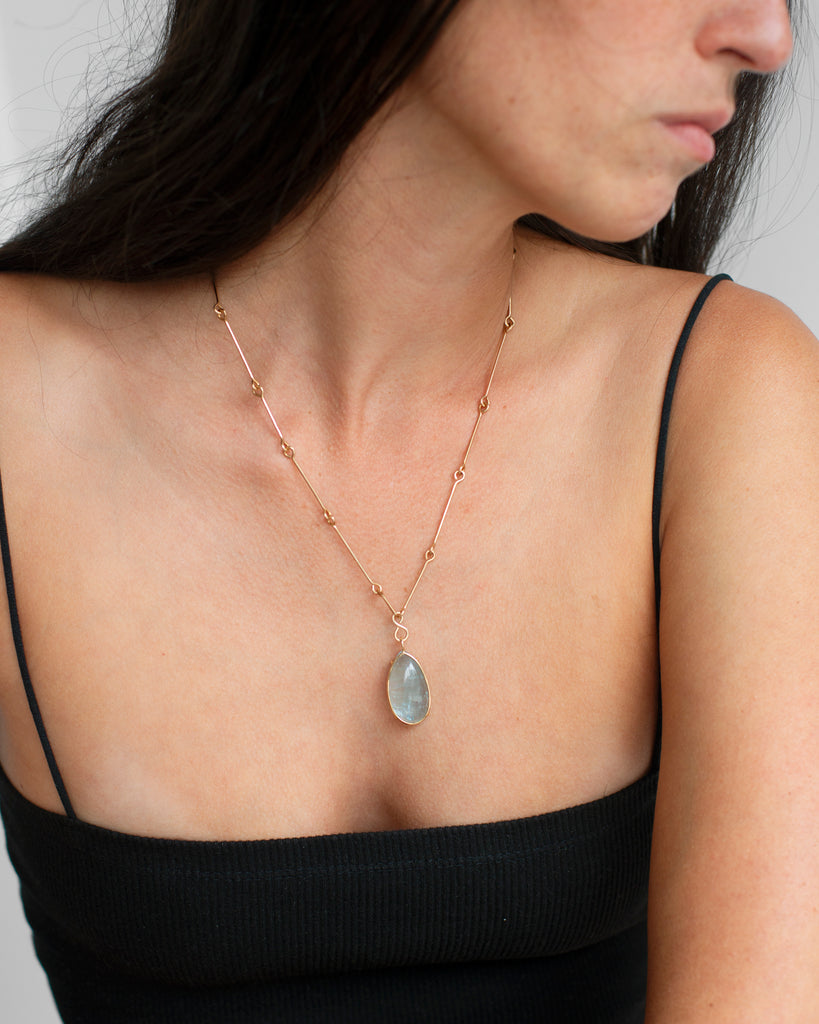 14k Droplet Floating Pendant