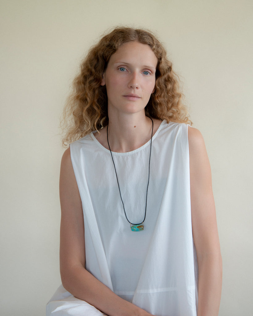 Barrel Turquoise Cord Necklace