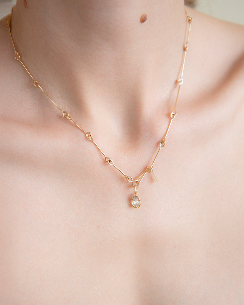 14k Signature Egg Diamond Floating Pendant