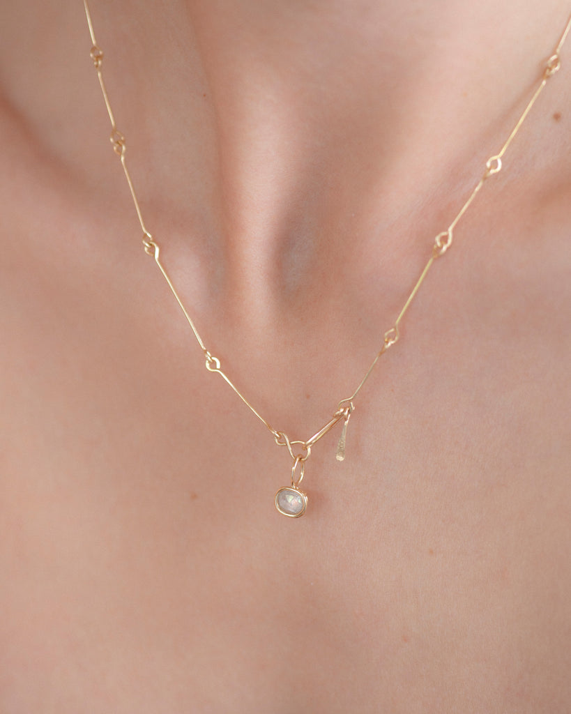 14k Softened Diamond Floating Pendant