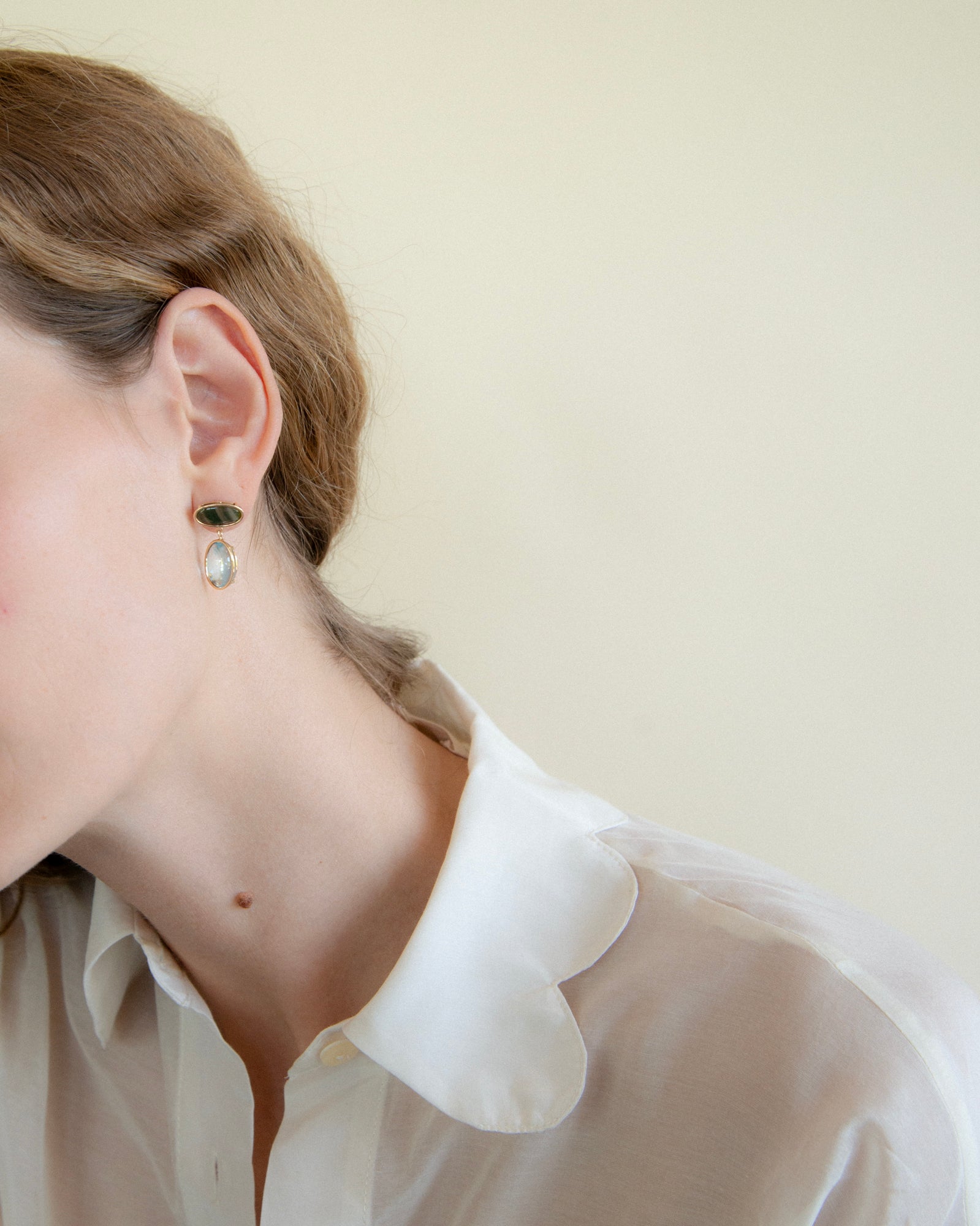 14k Wood & Water Double Drop Earrings