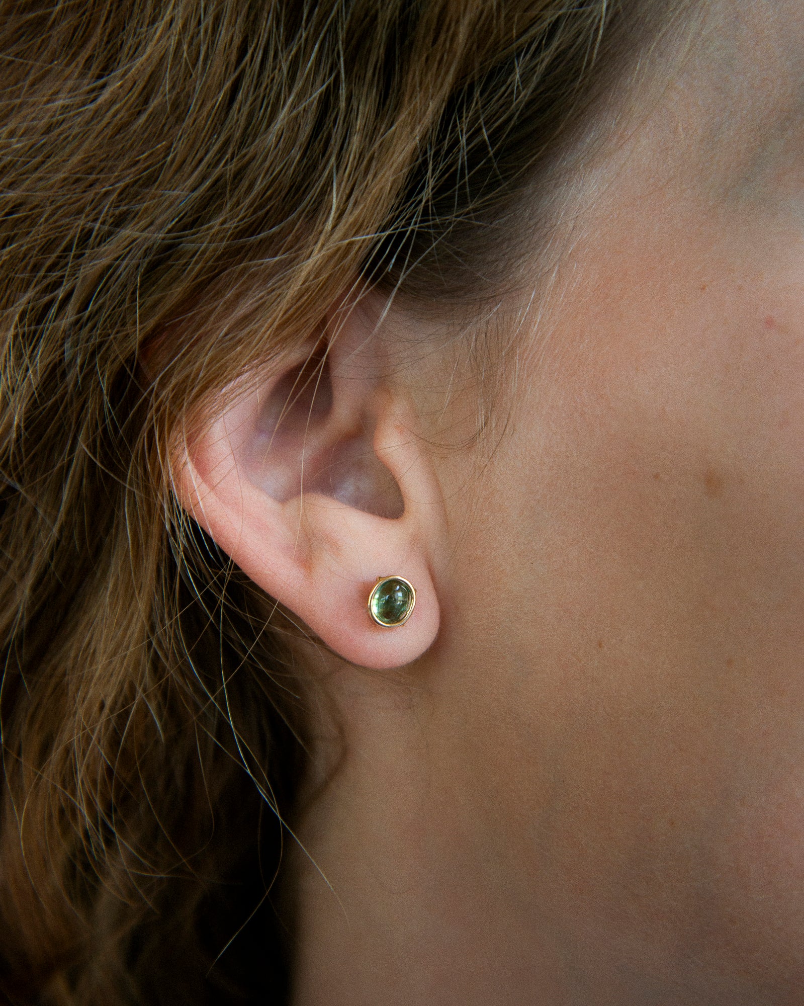 14k Olive Tourmaline Studs