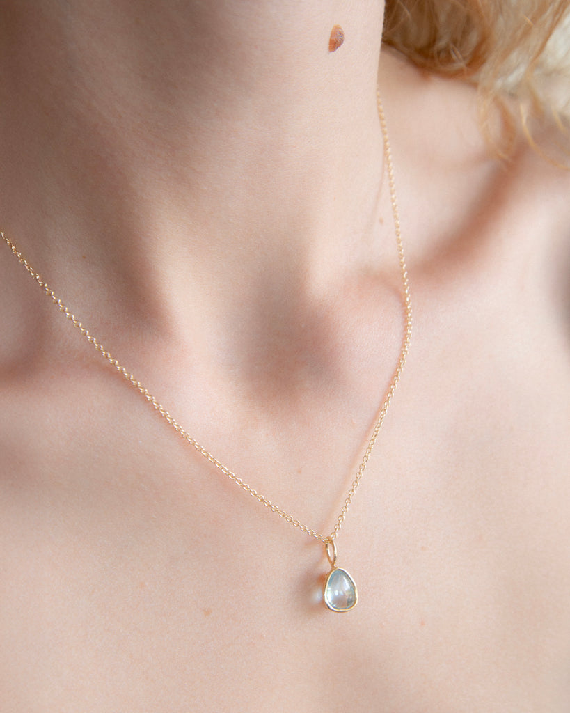 14k Petite Aquamarine Floating Pendant
