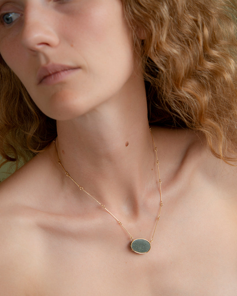 14k Island Stone Bone Chain Necklace