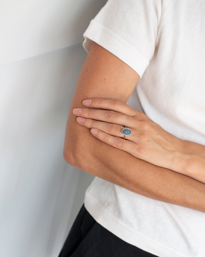 14k Aquamarine Floating Ring