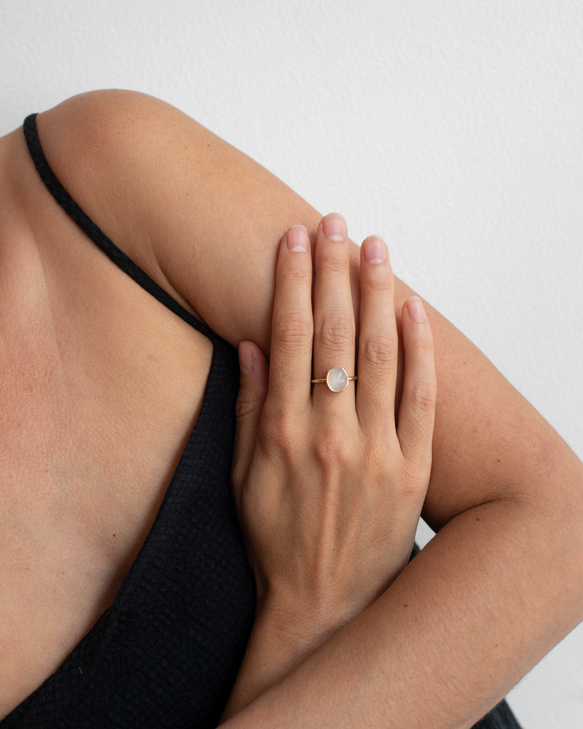 14k Petite Ceylon Moonstone Floating Ring