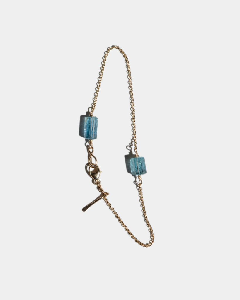 14k Faceted Aquamarine Chain Bracelet