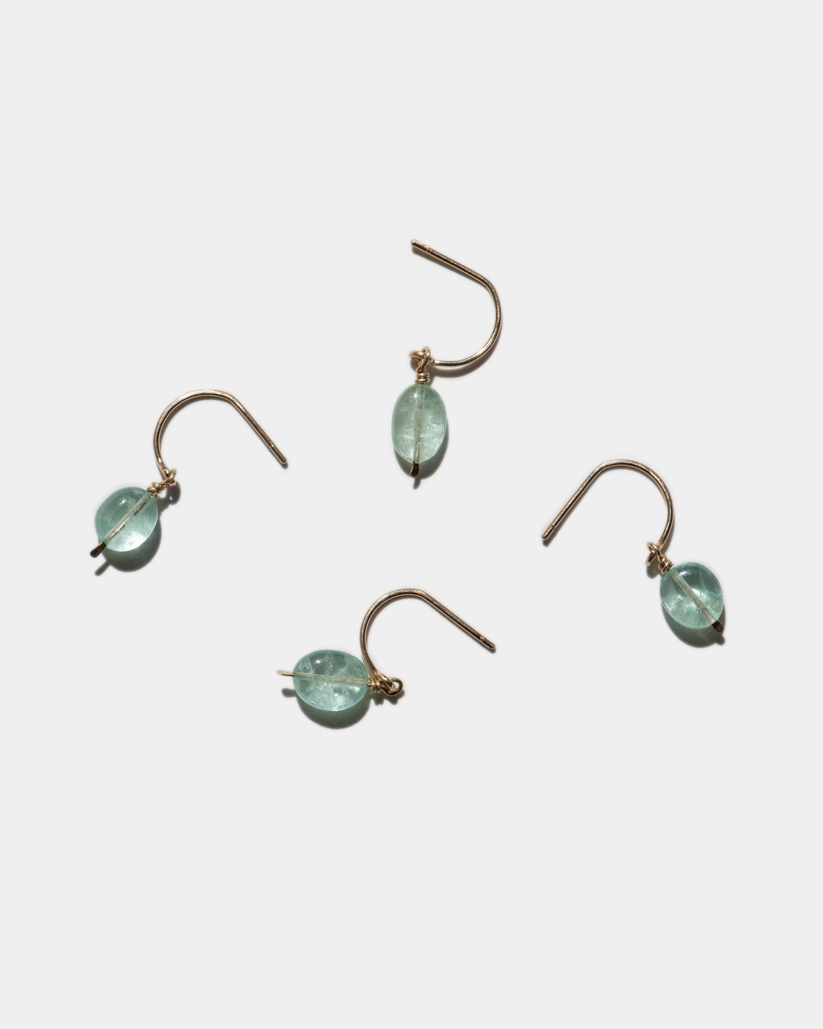 14k Emerald Crescent Charm Earrings