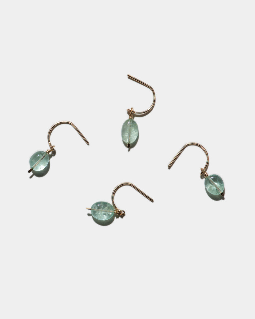 14k Emerald Crescent Charm Earrings