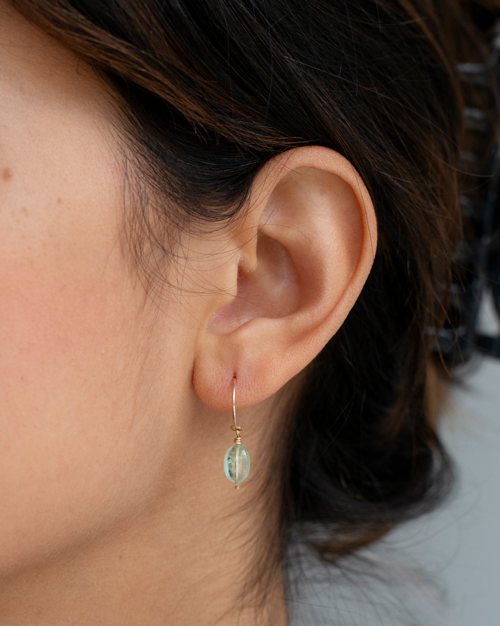 14k Emerald Crescent Charm Earrings