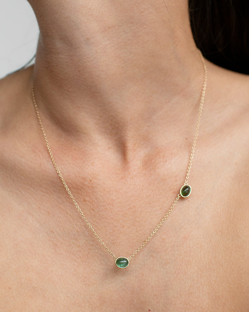 14k Two Greens Floating Necklace
