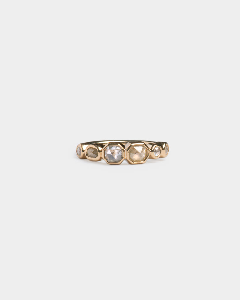 14k Olive Diamond Moitié Band