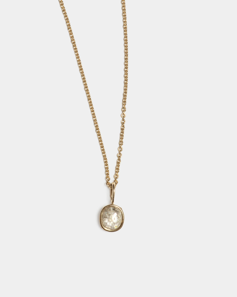 14k Rose Cut Mineral Diamond Floating Pendant