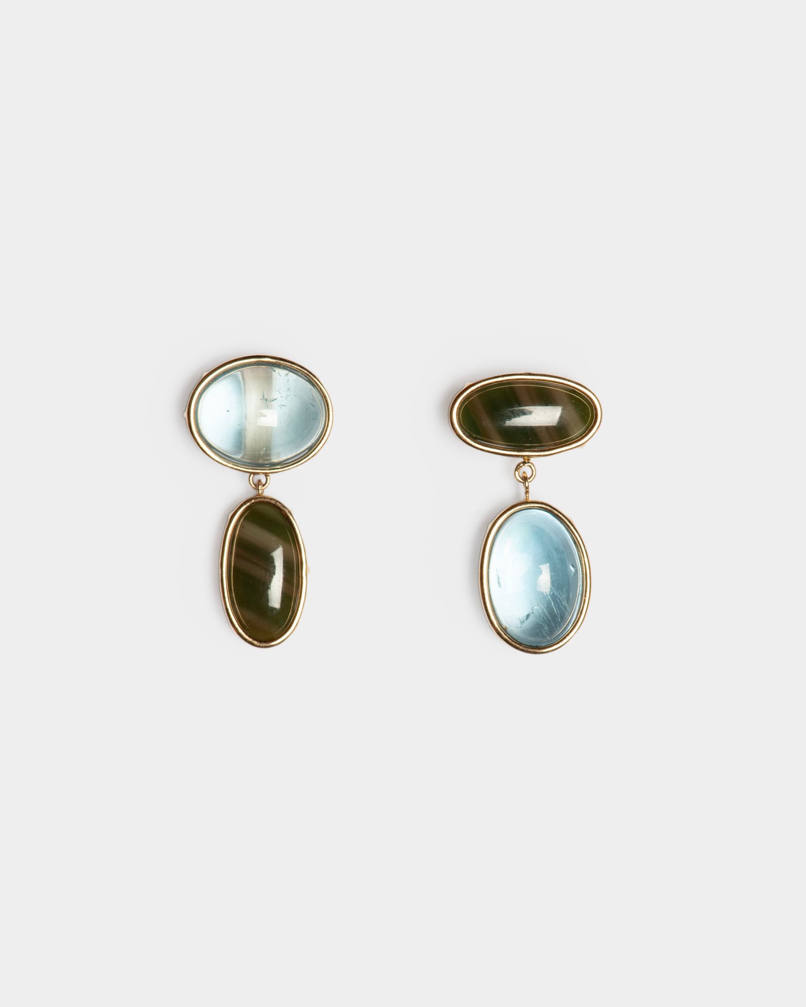 14k Wood & Water Double Drop Earrings