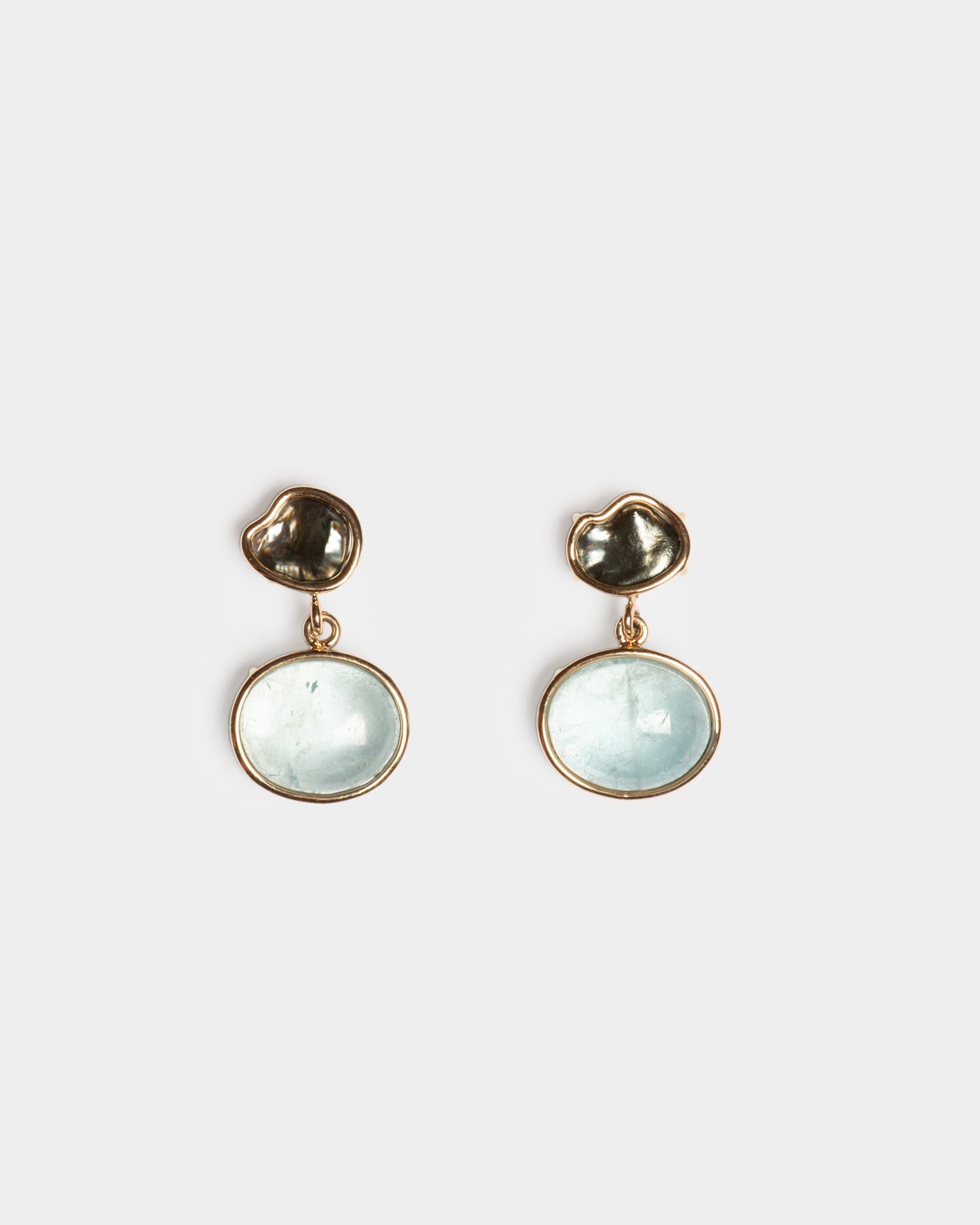 14k Of an Oyster Double Drop Earrings