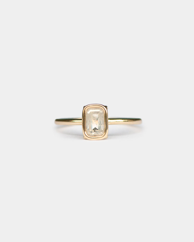 14k Salt Emerald Cut Mineral Diamond Floating Ring