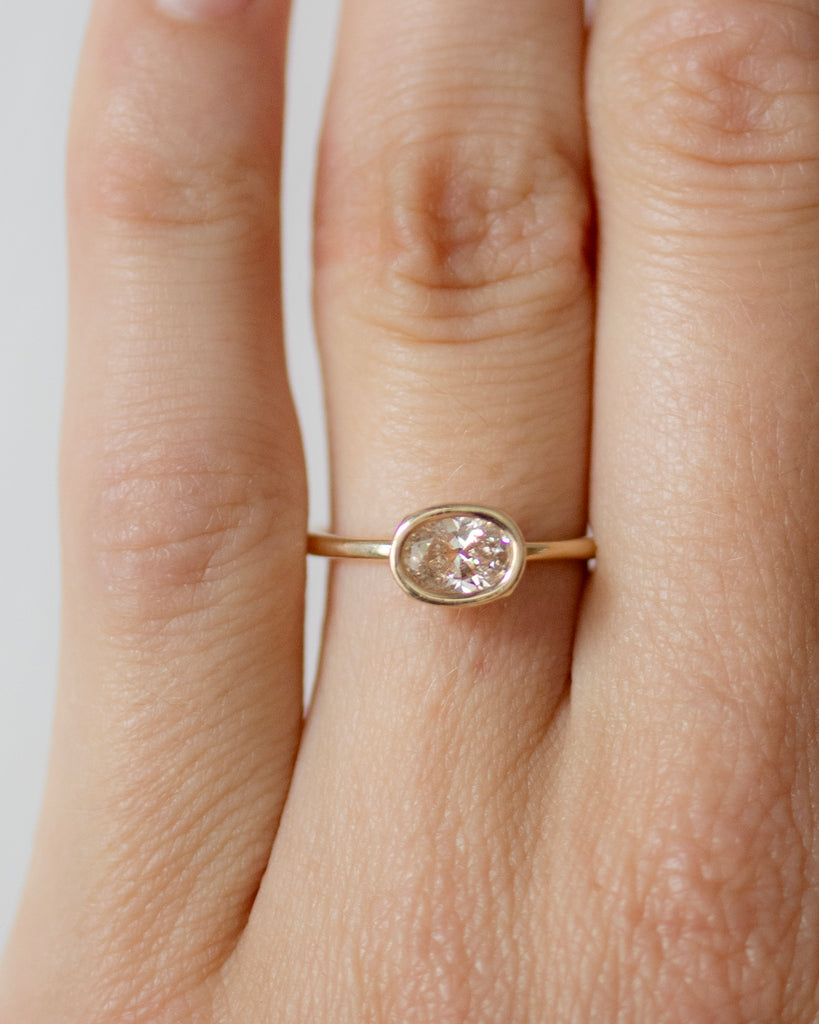 14k East West Champagne Diamond Floating Ring