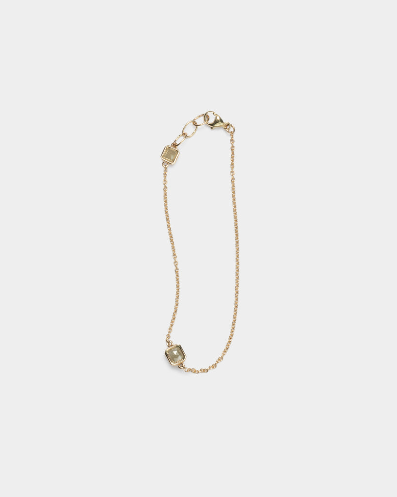 14k Two Squares Diamond Chain Bracelet