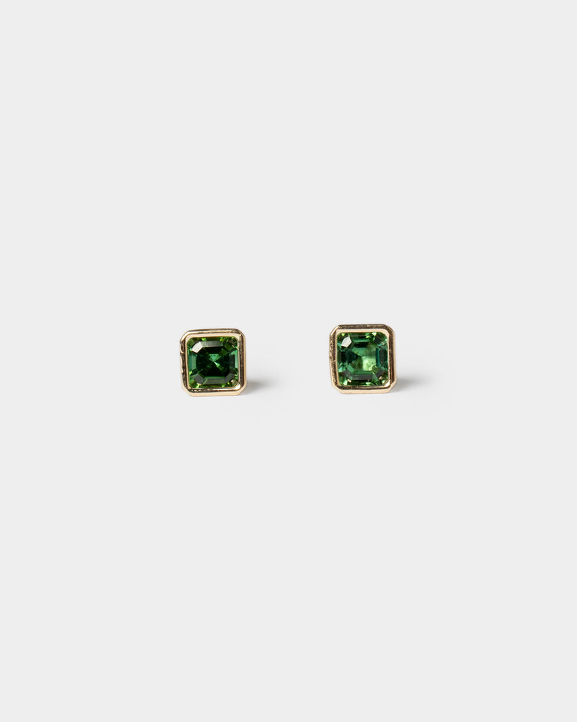 14k Forest Green Tourmaline Floating Studs