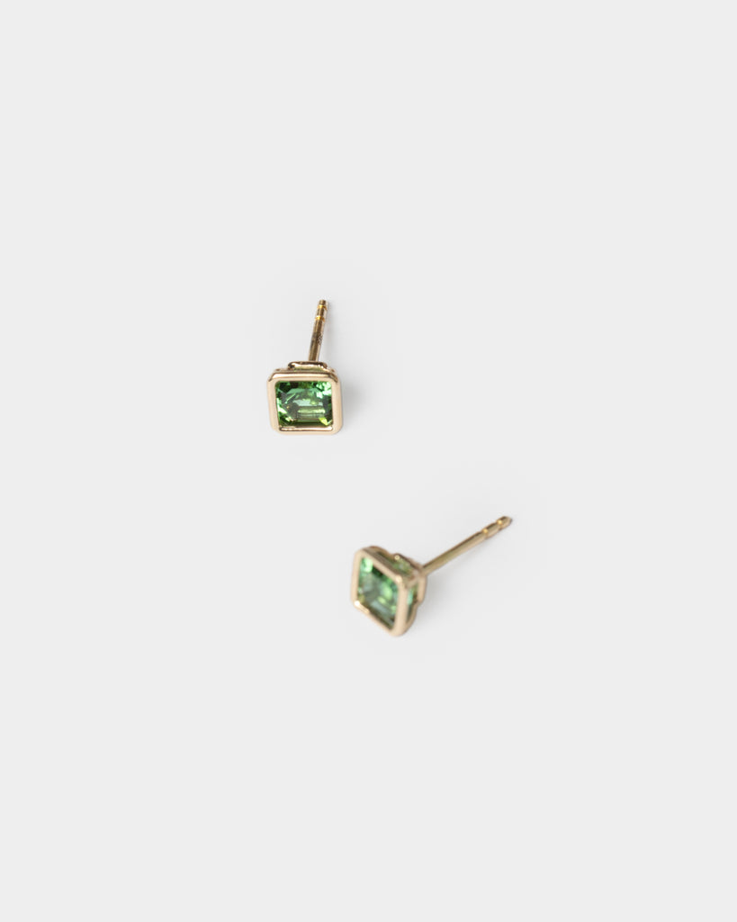14k Forest Green Tourmaline Floating Studs