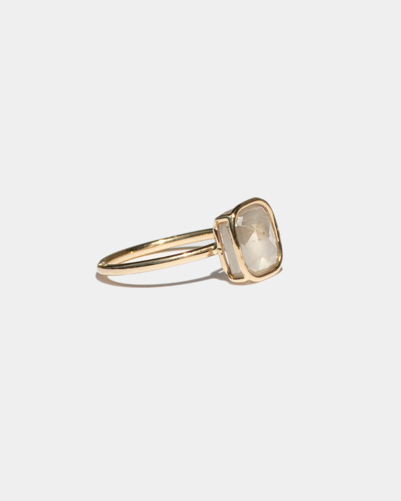 14k Salt Square Mineral Diamond Floating Ring