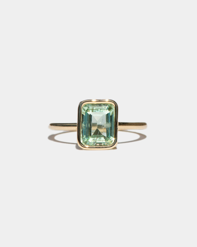 14k Light Green Tourmaline Floating Ring