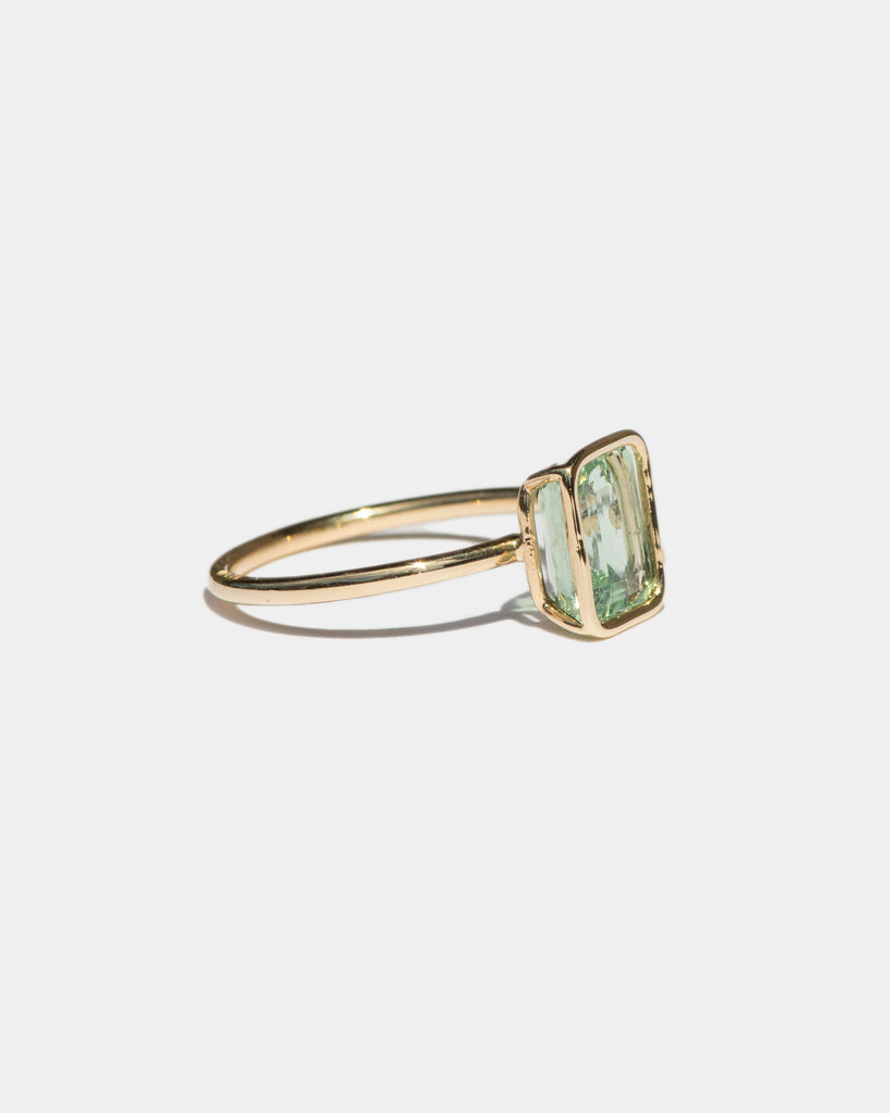 14k Light Green Tourmaline Floating Ring