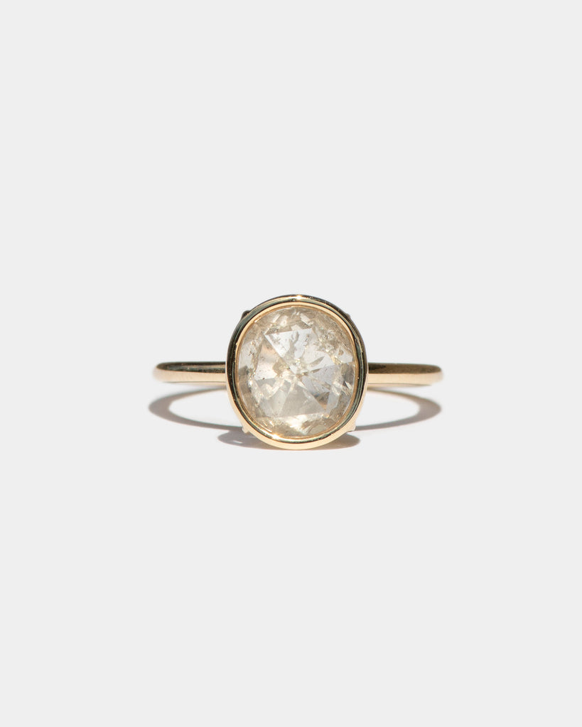 14k Oval Icy Mineral Diamond Floating Ring