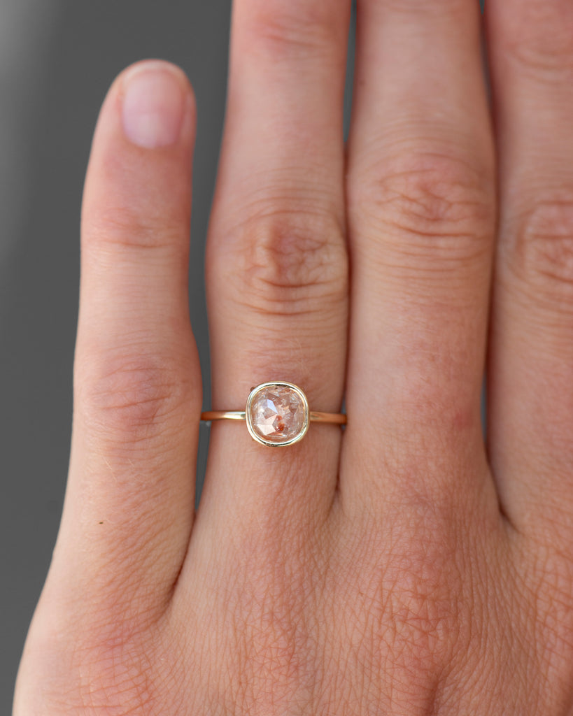 14k Copper Flash II Mineral Diamond Floating Ring