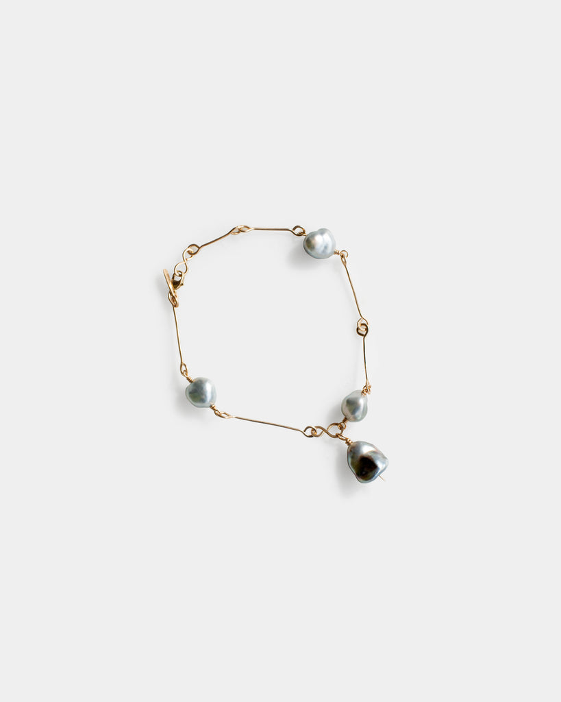 14k Keshi Bone Chain Charm Bracelet