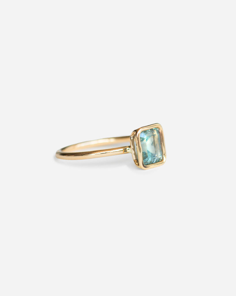 14k Step Cut Sapphire Floating Ring