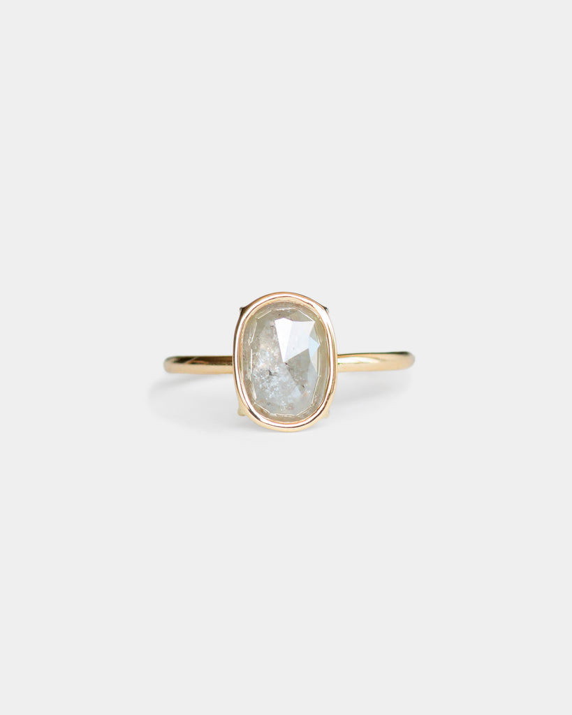 14k Oval Mineral Diamond Floating Ring