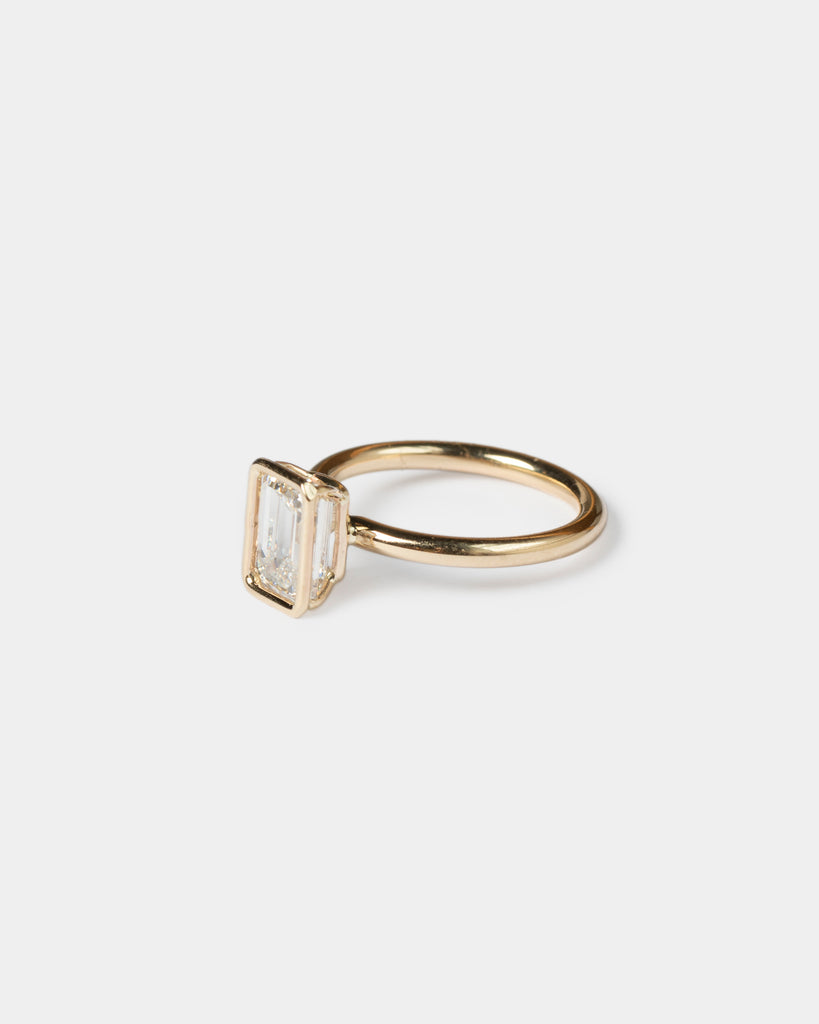 14k Emerald Cut Lab Diamond Floating Ring