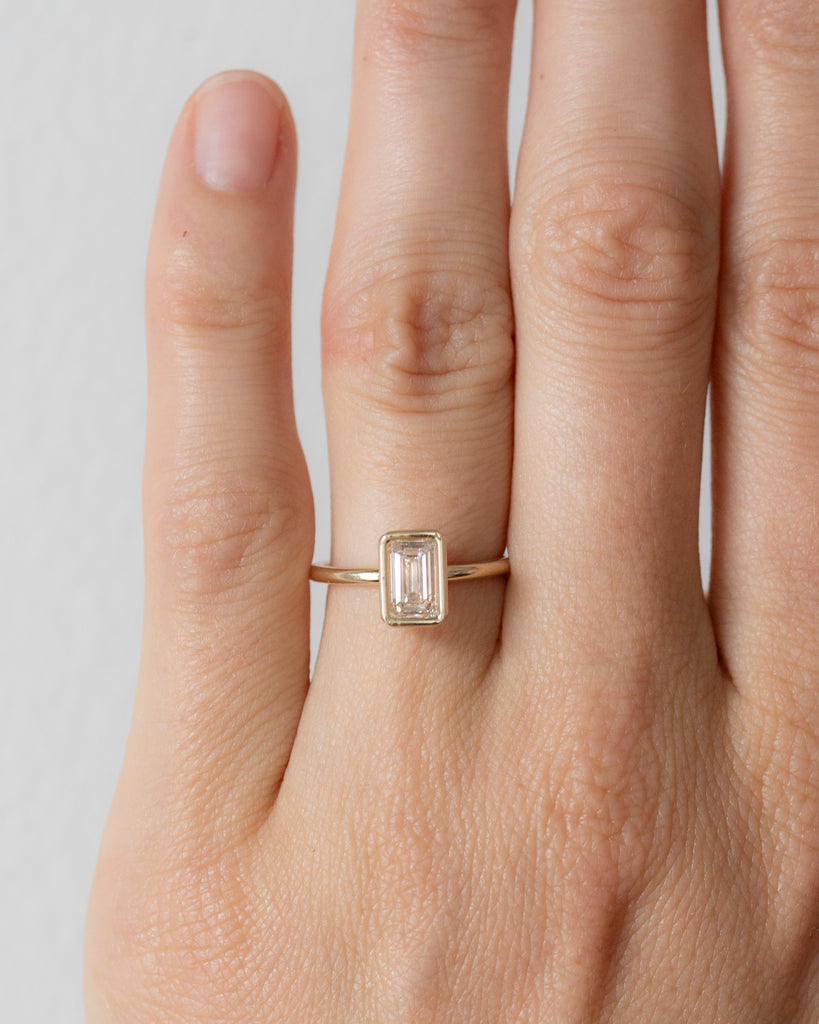 14k Emerald Cut Lab Diamond Floating Ring
