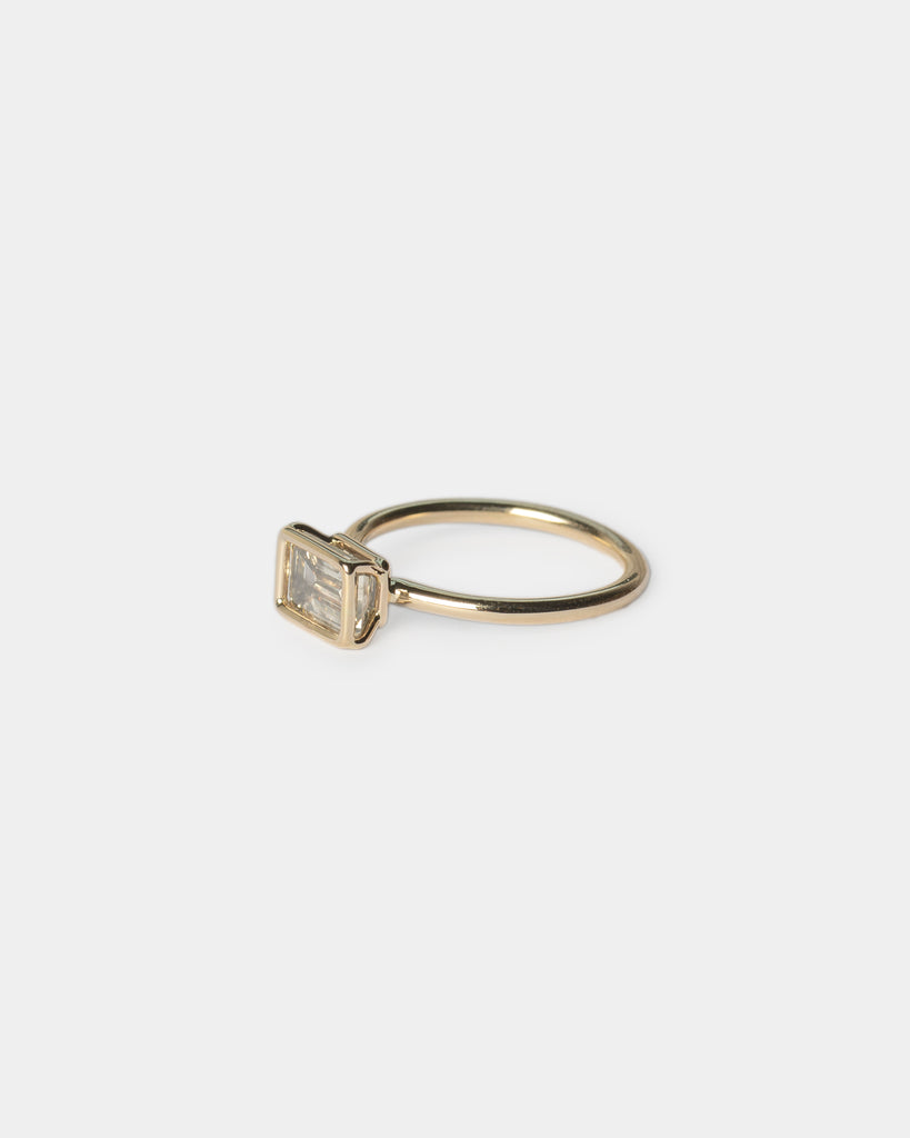 14k Multi Shade Emerald Cut Diamond Ring