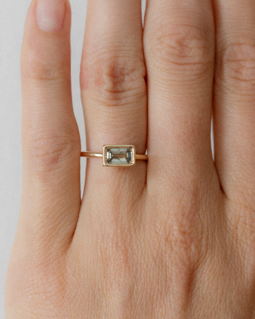 14k Multi Shade Emerald Cut Diamond Ring