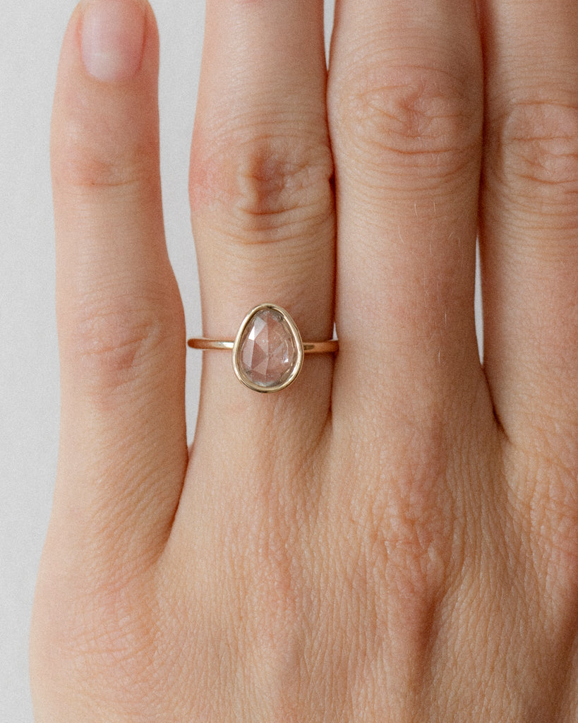 14k Rose Cut Sapphire Egg Ring
