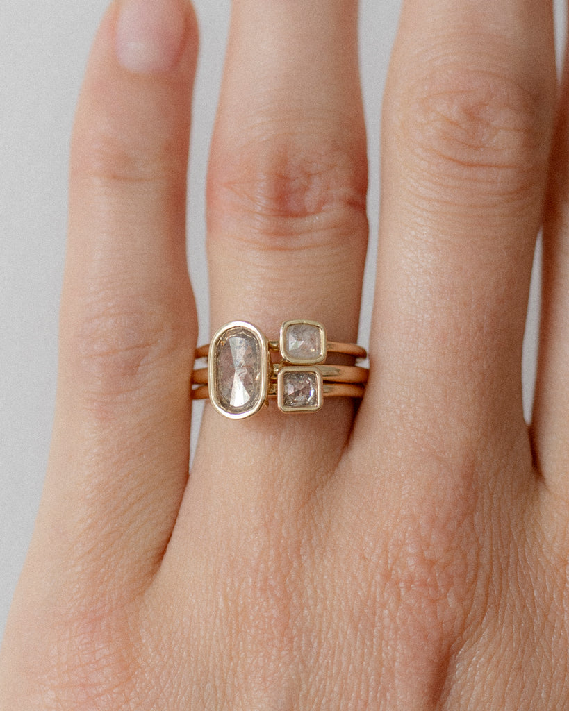 14k Mineral Diamond Trois Floating Rings