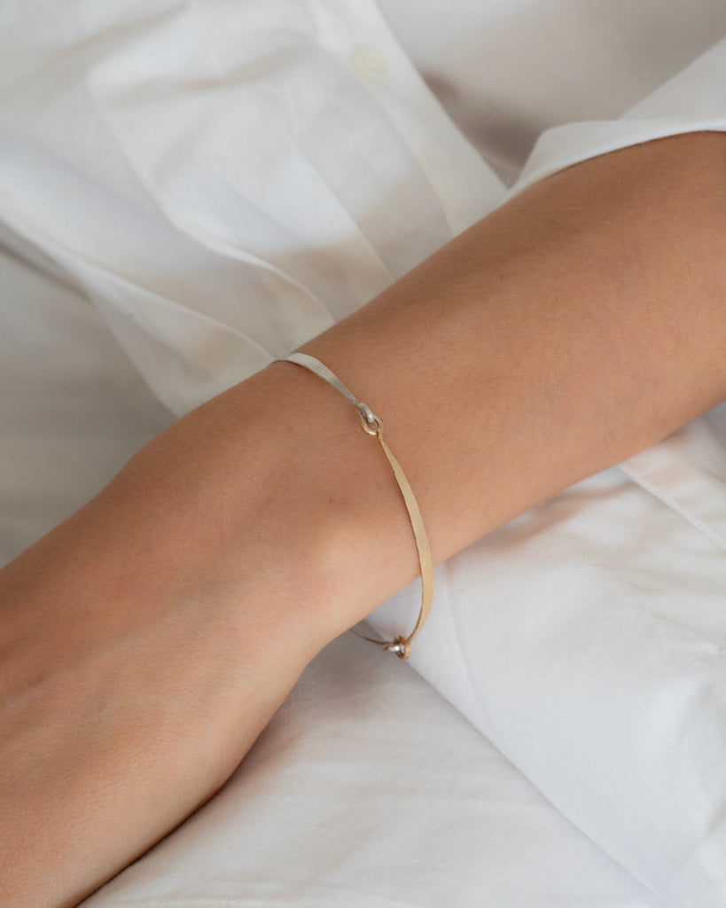 14k & Sterling Rudimentary Cuff