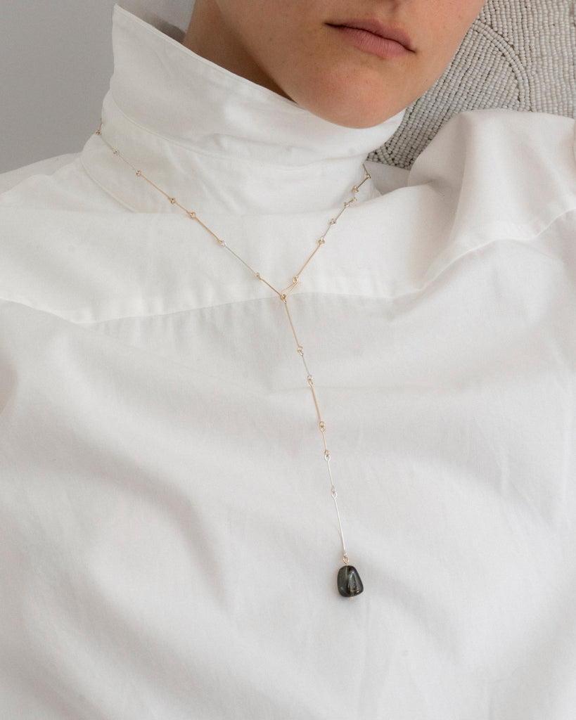 Mixed Metals Tourmaline Bone Chain Necklace