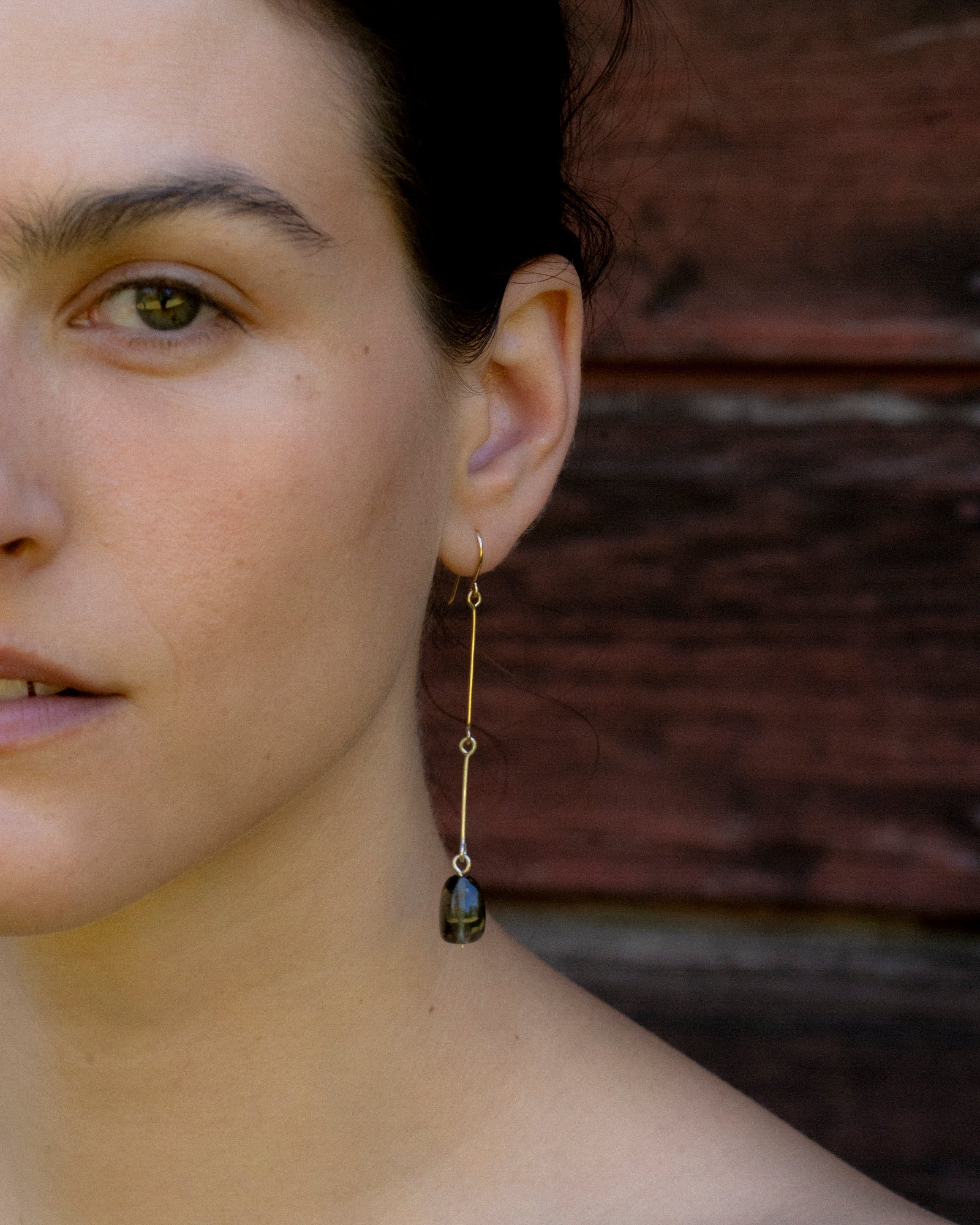Mixed Metals Tourmaline Bone Chain Earrings