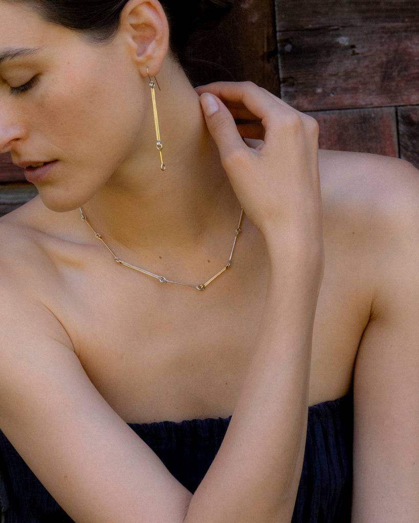 Mixed Metals Triple Bone Chain Necklace