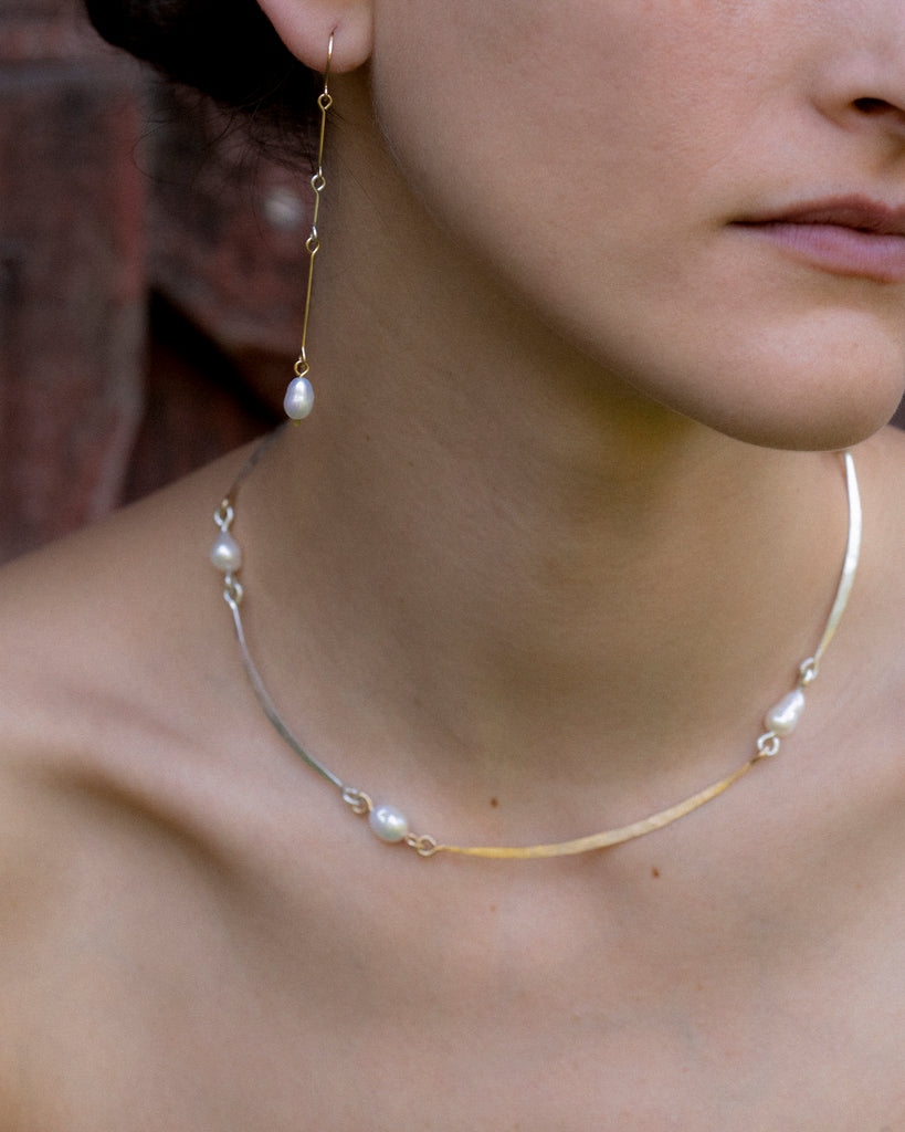 14k & Sterling Silver Pearl Rudimentary Collar