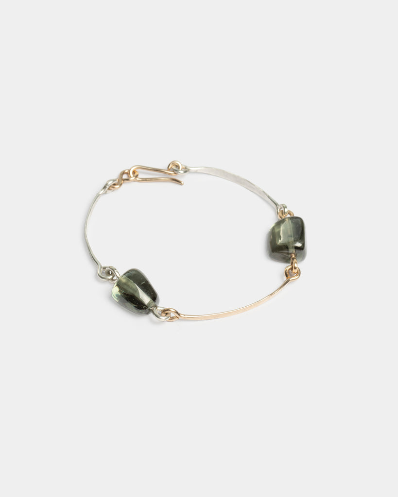 14k & Sterling Tourmaline Rudimentary Cuff