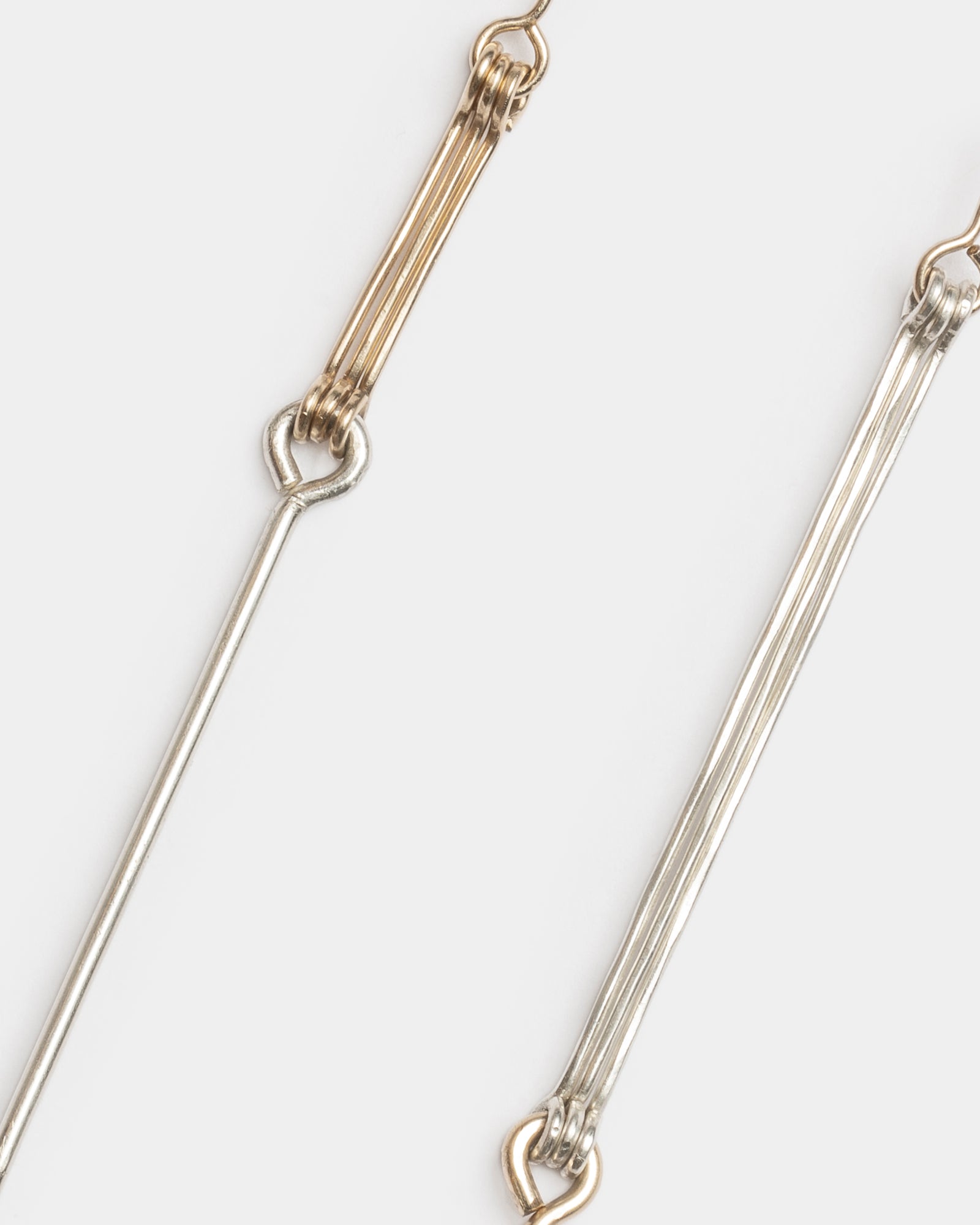 Mixed Metals Triple Bone Chain Earrings