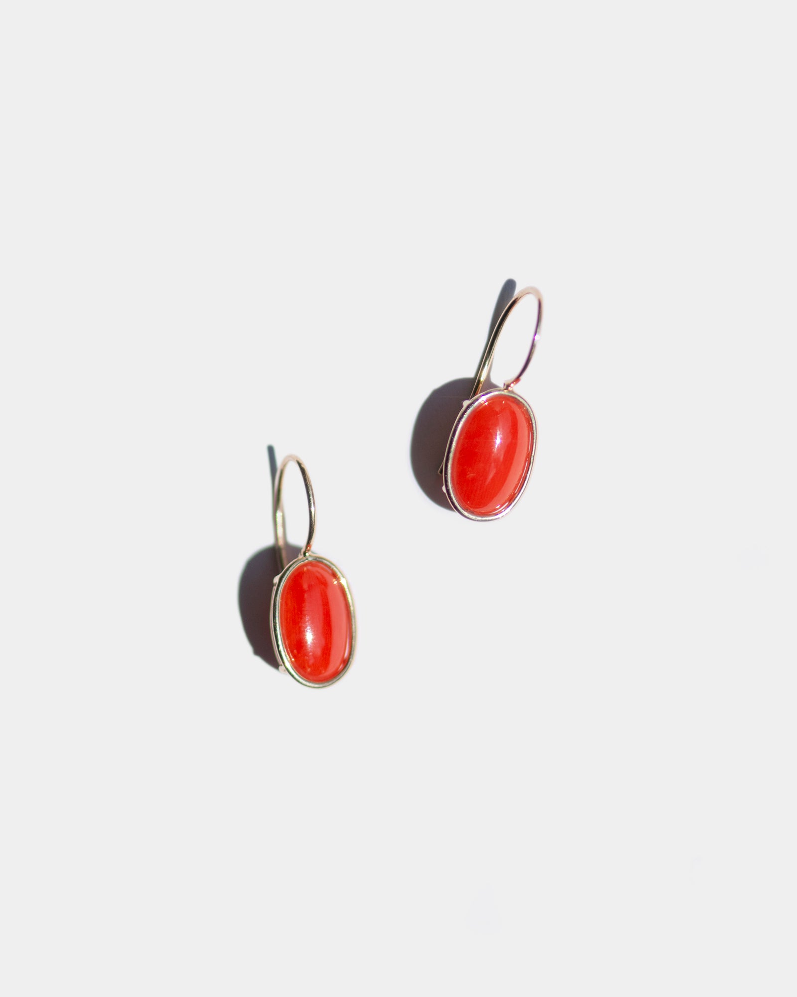 14k Coral Floating Drop Earrings