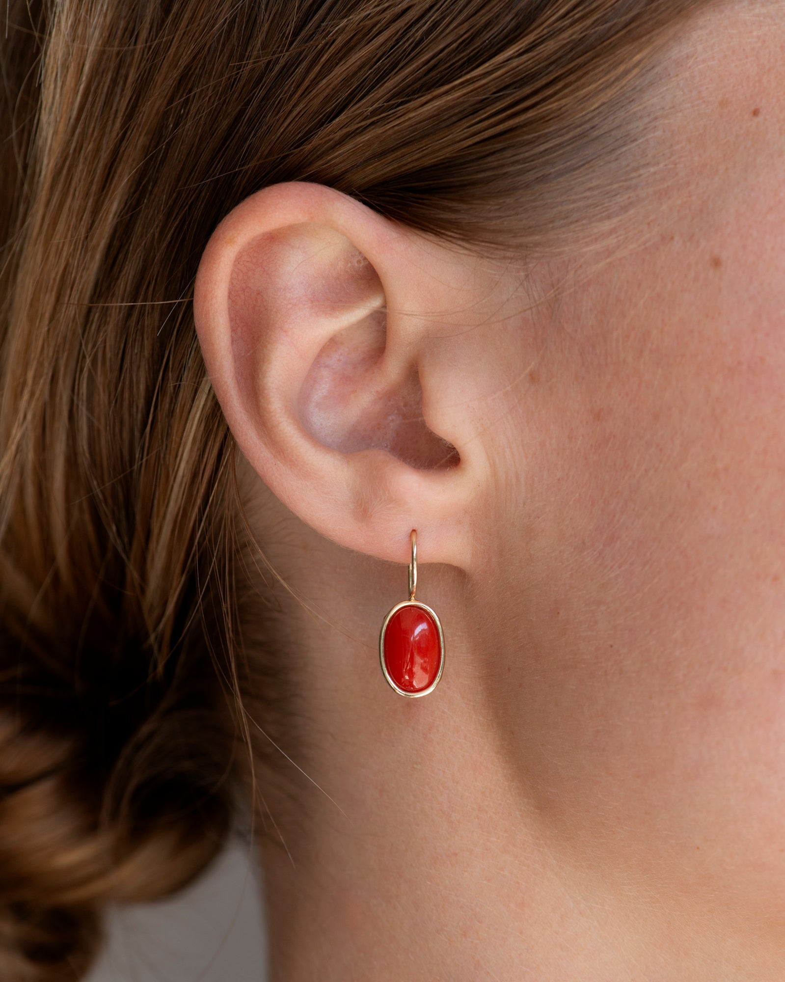 14k Coral Floating Drop Earrings