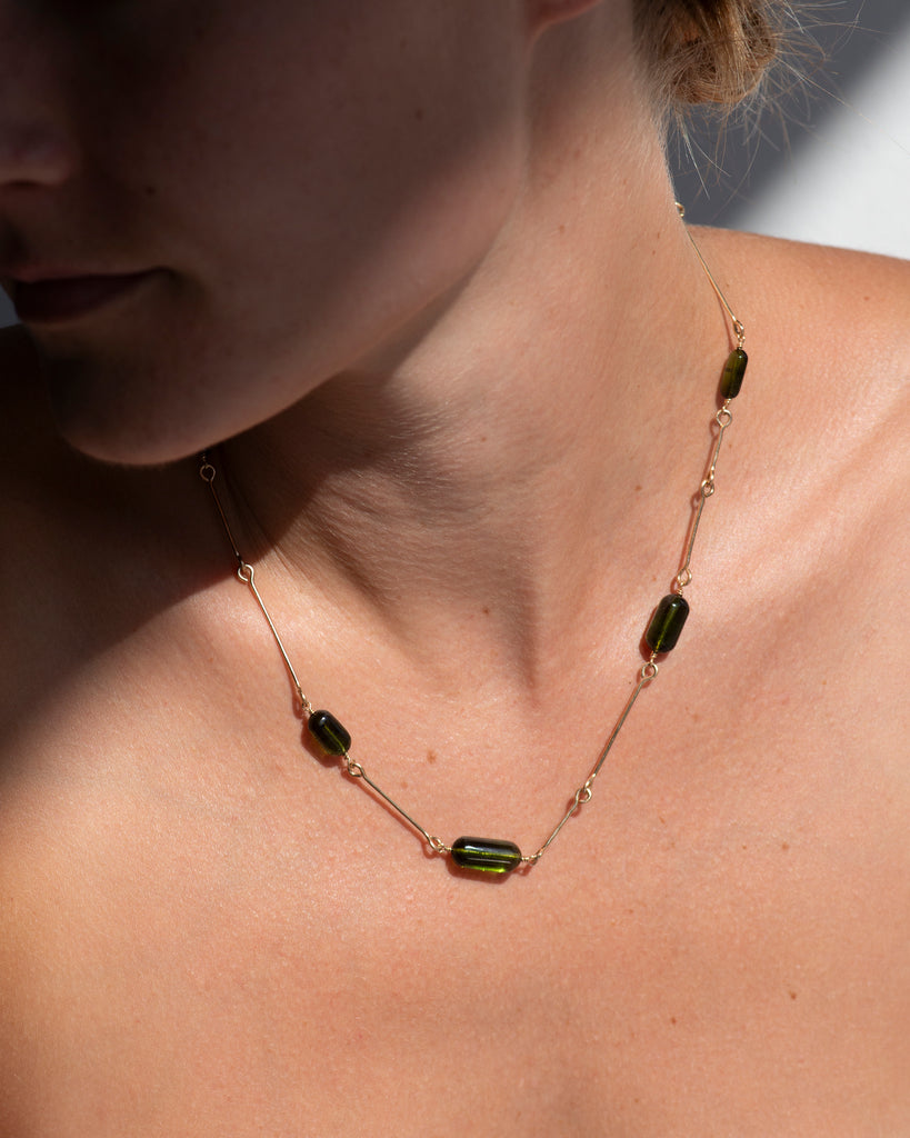 14k Olive Tourmaline Necklace
