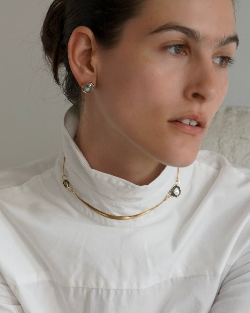 14k Charcoal Keshi Rudimentary Collar