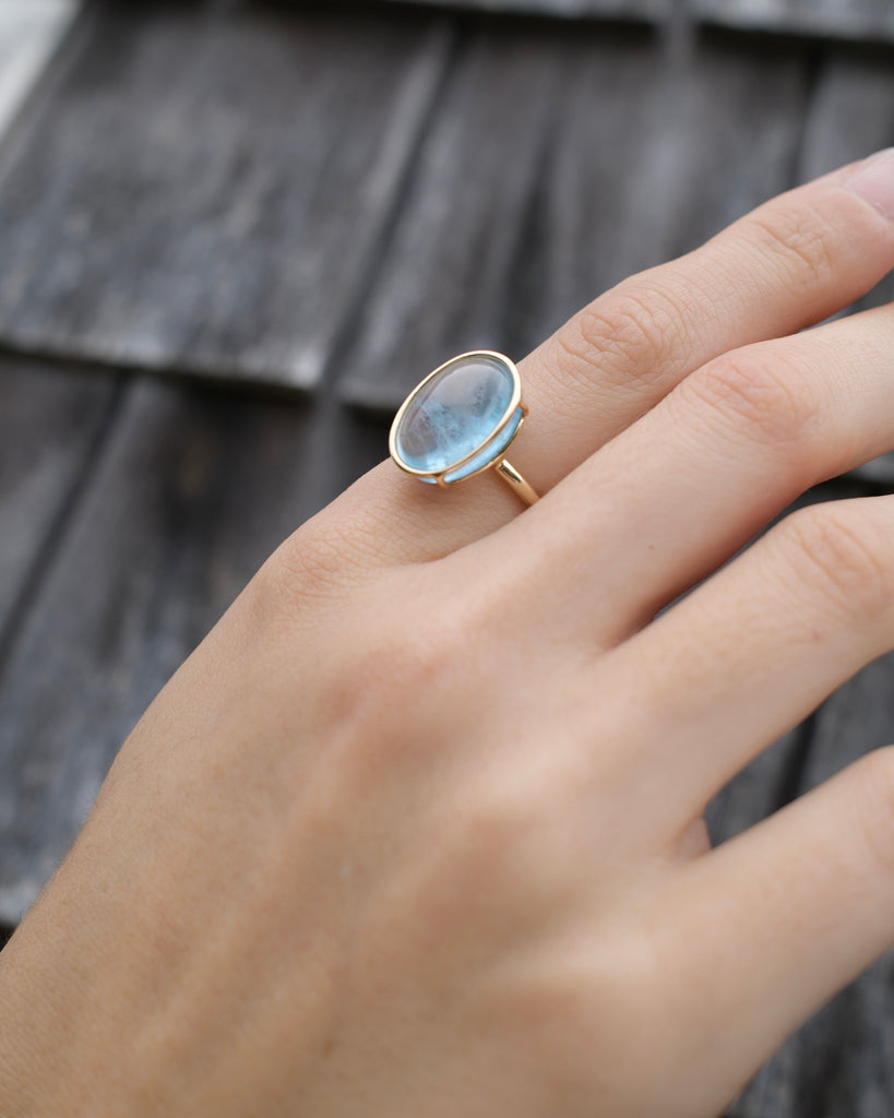 14k Pearl Blue Floating Ring
